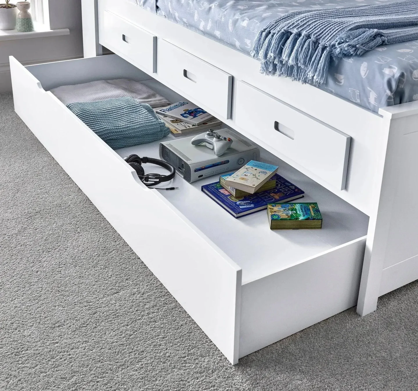 Veera Cabin Bed With Trundle - White - Image 3