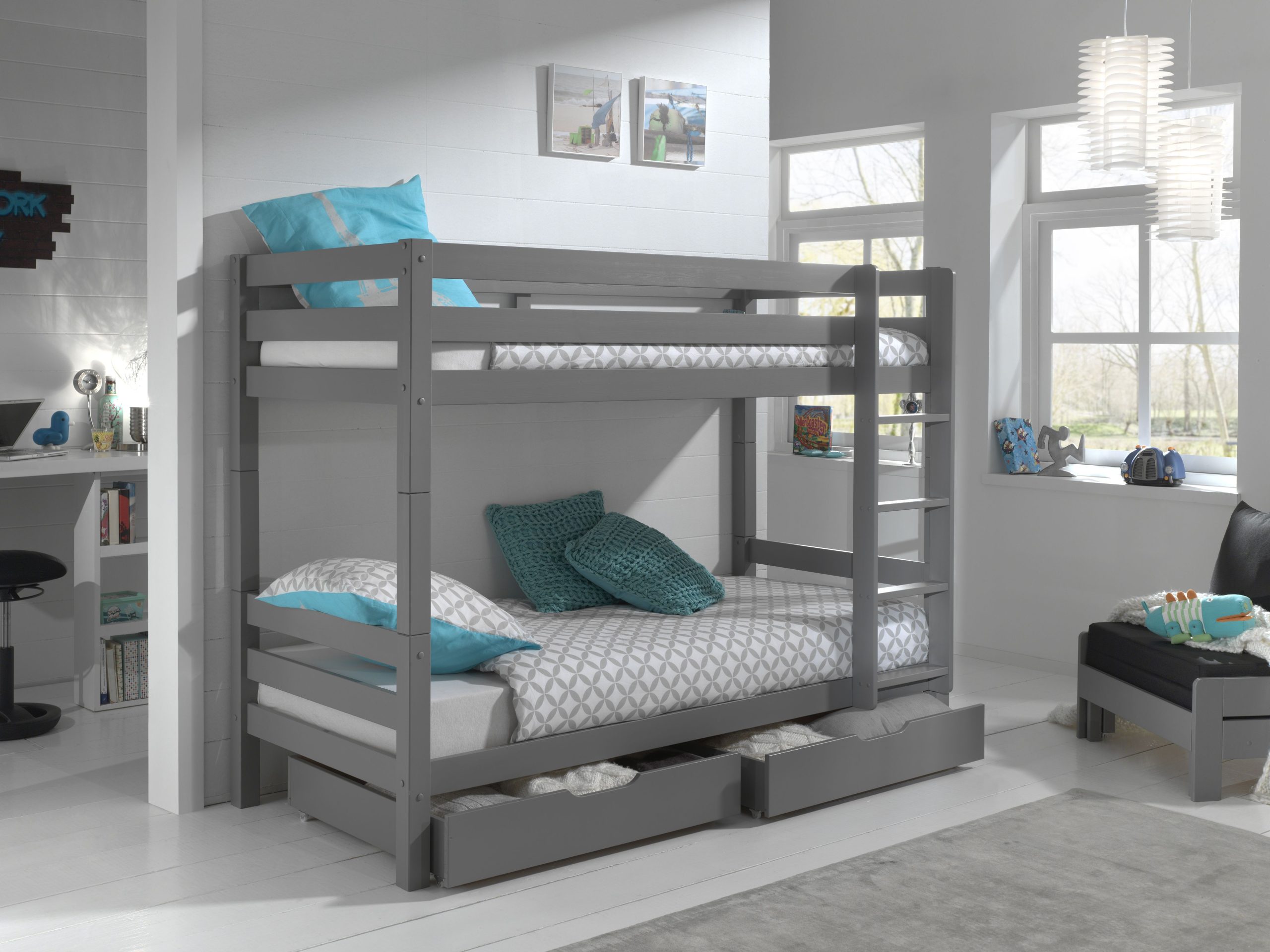 Breeze Solid Wood Low Bunk Bed With Drawers - Image 4