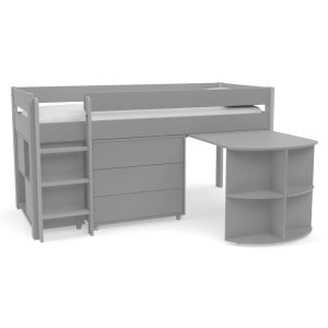 Uno Grey Mid Sleeper with Pull Out Desk, 3 Drawer Chest and Cube Unit - Image 5