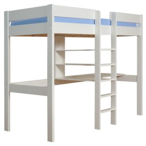 Uno White High Sleeper Bed Frame with Desk and Shelving - Image 8