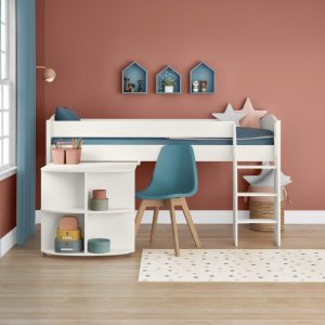 Uno S White Mid Sleeper with Pull Out Desk - Image 3