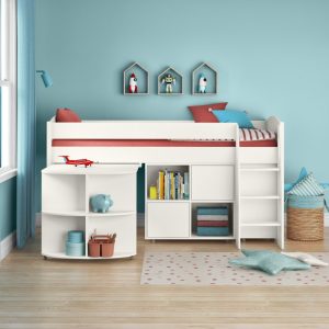 Alternative view of Uno S White Mid Sleeper with Pull Out Desk, 3 Drawer Chest and Cube Unit