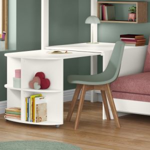 Uno S White High Sleeper with Fixed Desk, Pull Out Desk and Pink Blossom Sofa Bed - Image 7