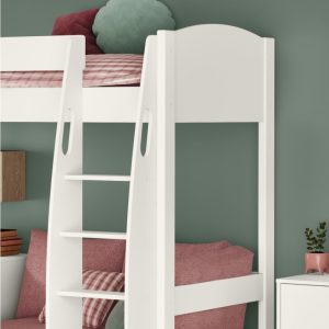 Uno S White High Sleeper with Fixed Desk, Pull Out Desk and Pink Blossom Sofa Bed - Image 5
