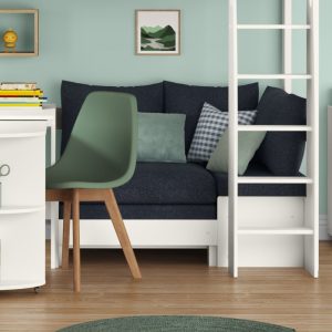 Uno S White High Sleeper with Desk, Pull Out Desk and Ocean Blue Sofa Bed - Image 5