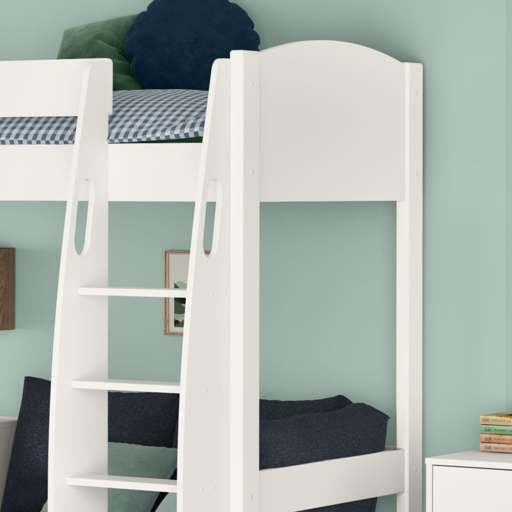 Uno S White High Sleeper with Desk, Pull Out Desk and Ocean Blue Sofa Bed - Image 6