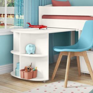 Uno S White Mid Sleeper with Pull Out Desk, 3 Drawer Chest and Cube Unit - Image 10