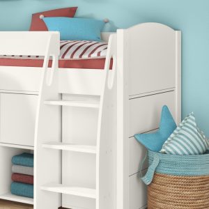 Uno S White Mid Sleeper with Pull Out Desk, 3 Drawer Chest and Cube Unit - Image 6