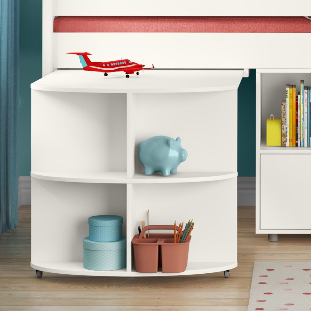 Uno S White Mid Sleeper with Pull Out Desk, 3 Drawer Chest and Cube Unit - Image 11