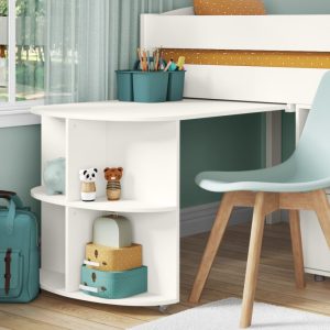 Uno S White Mid Sleeper with Pull Out Desk and Cube Unit - Image 6