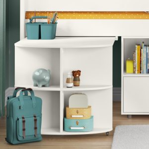 Uno S White Mid Sleeper with Pull Out Desk and Cube Unit - Image 5