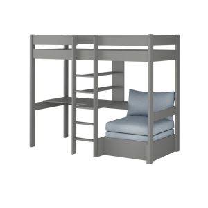 Uno Grey High Sleeper with Desk and Shelving and Grey Chair Bed - Image 6