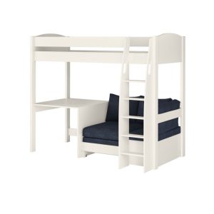 Uno S White High Sleeper with Fixed Desk and Ocean Blue Sofa Bed - Image 6