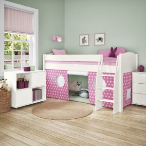 Alternative view of Uno S White Mid Sleeper with Pink and White Stars Tent