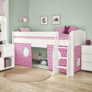 Uno S White Mid Sleeper with Pink and White Stars Tent