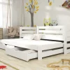 The Lloyd White Single bed offers enhanced functionality and quality for your bedroom with two storage drawers and a trundle. For added security, the main bed is equipped with universal guard rails, making it suitable for use as a practical cot for pre-schoolers.