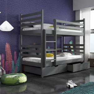 Alternative view of Nico Graphite Bunk Bed with Storage