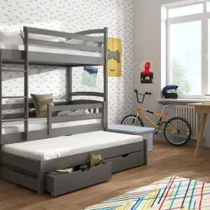 The Norah Graphite Bunkbed is a high-quality, durable option. It features a universal ladder and storage drawers designed to encourage your child's independence and simplify tidying up. For accommodating extra siblings or guests, the bed also includes a trundle.