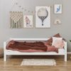 The Hoppekids ECO Luxury Single Bed is a suitable option for transitioning to a larger child's bed. It can be used independently or enhanced with additional components. When used on its own, it functions effectively as a daybed or sofa bed. The space beneath offers ample storage, compatible with items like Hoppekids' large wheeled drawers.