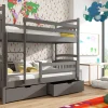 The Felix Felix Graphite bunk bed features a universal ladder that can be attached to either side, making it suitable for taller individuals. The ladder also offers some privacy for the person in the top bunk. For increased stability and safety while sleeping, the Felix Felix Graphite bunk bed has special non-wobble corner posts. Additionally, two under-bed drawers are included for convenient storage, helping to keep the floor clear.
