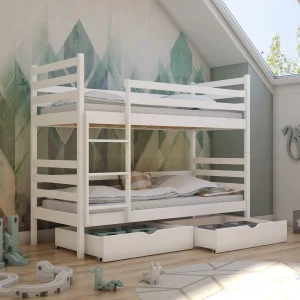 Alternative view of Nico White Bunk Bed with Storage