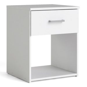 Alternative view of Space Package - Bedside 1 Drawer + Chest of 3 Drawers + Wardrobe with 2 Doors in White