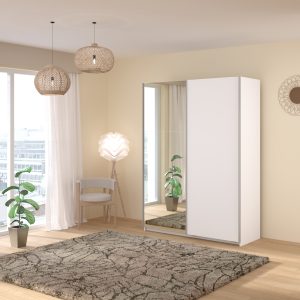 Swing White Mirrored Robe - 150cm