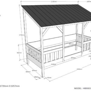 Alternative view of Melbourne House Bed with Black Roof
