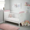 The Clara Inspire cot beds are a great choice for parents who want a cot that's easy to use, looks good, and has useful features. They come in bright colours and fun designs, perfect for a baby's first room. The Unicorn cot bed, for example, has a magical look with pink ends.