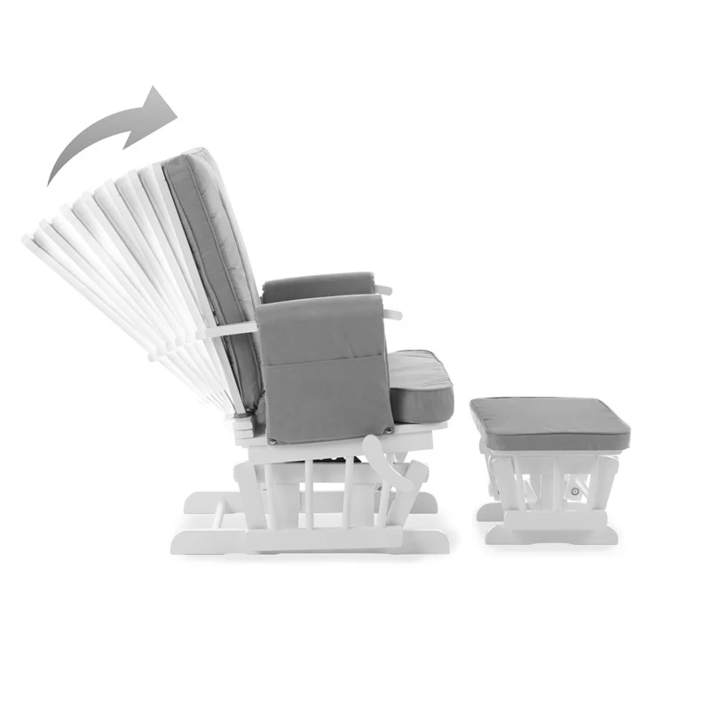 Mark Reclining Glider Chair & Stool - Grey - Image 2