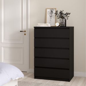 Roma Chest with 5 Drawers in Black Matt