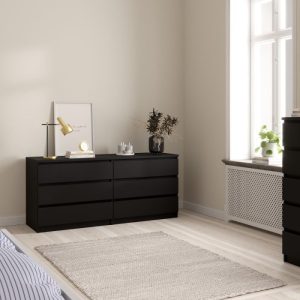 Alternative view of Roma Wide Chest with 6 Drawers in Black Matt