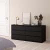 Roma Wide Chest with 6 Drawers in Black Matt