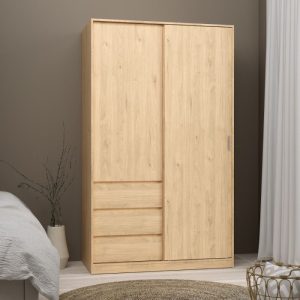 Roma Wardrobe with 1 Sliding Door 1 Door 3 Drawers in Jackson Hickory Oak