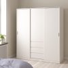 Roma Wardrobe with 2 Sliding Doors 1 Door 3 Drawers in White