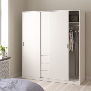 Alternative view of Roma Wardrobe with 2 Sliding Doors 1 Door 3 Drawers in White