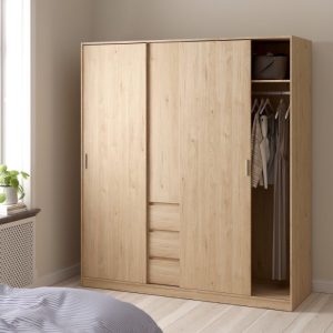 Alternative view of Roma Wardrobe with 2 Sliding Doors 1 Door 3 Drawers in Jackson Hickory Oak