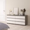 Roma Wide Chest of 6 Drawers in Concrete and White High Gloss