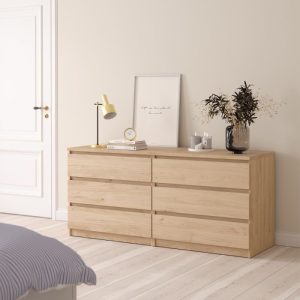 Roma Wide Chest of 6 Drawers in Jackson Hickory Oak