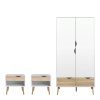 Boston 3 Piece Bedroom Set in White and Oak