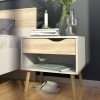 Boston Bedside 1 Drawer in White and Oak
