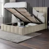This Lombok ottoman bed offers timeless elegance and sophistication for your bedroom. It is upholstered in a soft-touch cream velvet and features a tall, winged headboard that combines classic and modern styles. The velvet has a smooth finish and a plush texture. The deep ottoman storage base lifts easily, perfect for storing extra bedding, pillows, or out-of-season clothing. This bed is ideal for those who appreciate both style and practicality, transforming your bedroom into a peaceful retreat.
