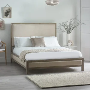 Make your bedroom feel fancy and cosy with the Taunton Bed. It looks very stylish and modern. The soft ivory fabric makes it feel warm and elegant, so you'll love being in your room. The tall headboard looks really good and makes the room feel special. A nice wooden trim around the edges makes it look finished and polished. Sleep well and in style with this great bed. 