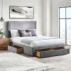 This Double grey bed with 4 drawers looks great and is also very useful. It has a nice grey fabric all over and a stylish headboard that makes your bedroom look classier. The soft headboard is really comfy. Plus, there are four big drawers under the bed to help you keep your room tidy. It looks modern and is easy to use, making your room look better. Putting it together is simple, so you can quickly make your room a nice place to be. 
