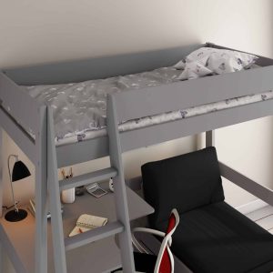 Estella Grey High Sleeper Bed With Black Sofabed & Desk - Image 3