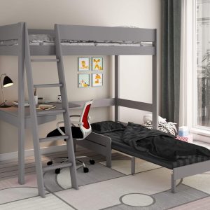Estella Grey High Sleeper Bed With Black Sofabed & Desk - Image 4