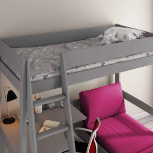 Estella Grey High Sleeper Bed With Pink Sofabed & Desk - Image 3