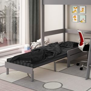 Estella Grey High Sleeper Bed With Black Sofabed Chest & Cube - Image 4