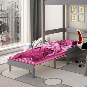 Estella Grey High Sleeper Bed With Pink Sofabed Chest & Cube - Image 3