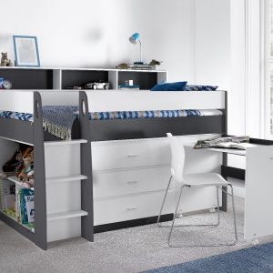 Frida Midsleeper Bed White - Grey